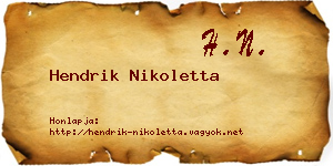 Hendrik Nikoletta névjegykártya